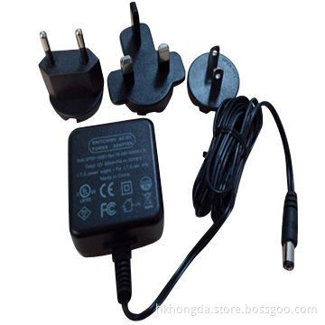 12W 2A Wall Switching Adapter with Interchangeable Plugs